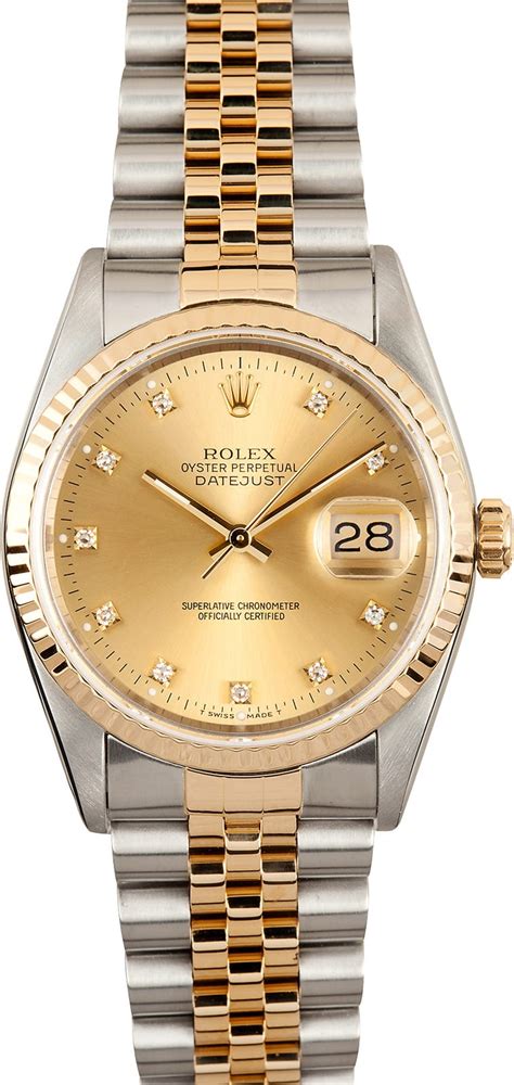 rolex datejust 16233 champagne diamonds s g36mm p serie 2001|Rolex bezel 16233.